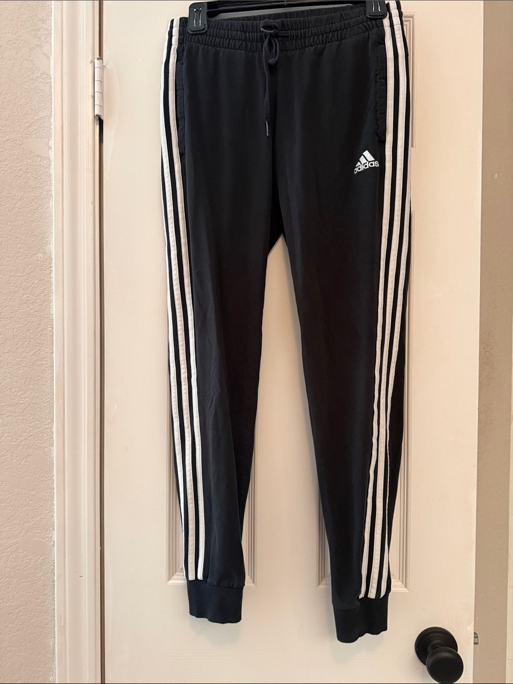 adidas Black Joggers with White Side Stripes - Picture 1 of 2
